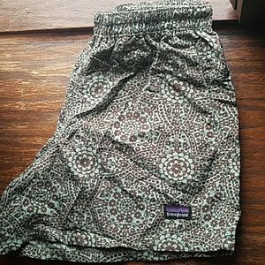 Patagonia Blue Brown Floral Swim Hiking Shorts Sm